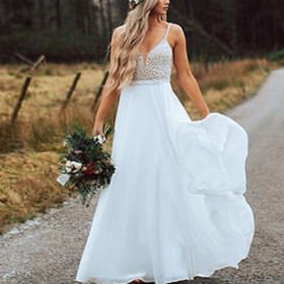 💙 True Love White Beaded Rhinestone Maxi Dress - Picture 3 of 16